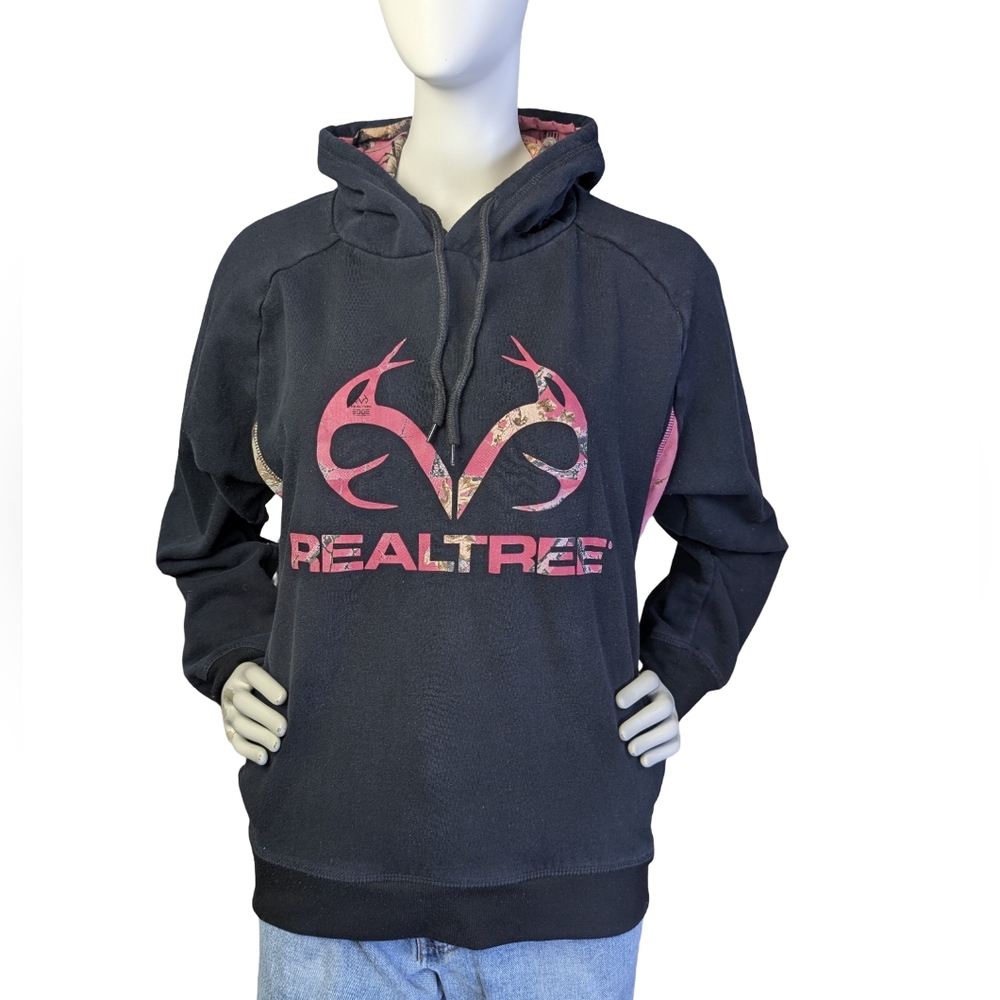 Realtree Black And Pink Camo Panel Pullover Hoodie, Women's XL